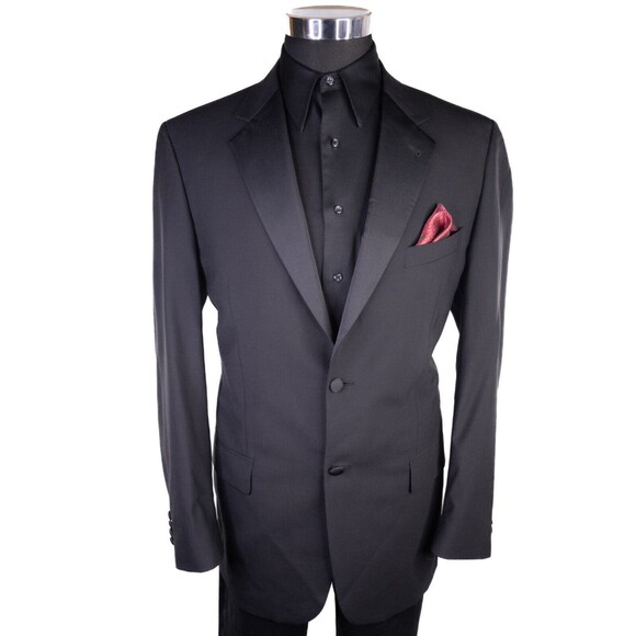 Joseph Abboud Tuxedo Blazer Mens Solid Black Dinner Jacket Coat Sz 40L 2-Button - Picture 2 of 14
